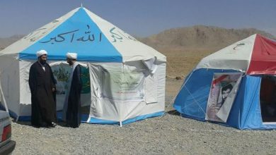 برپایی خیمه های نماز در ورودی مراکز شهرستان ها با همکاری اداره هلال احمر استان