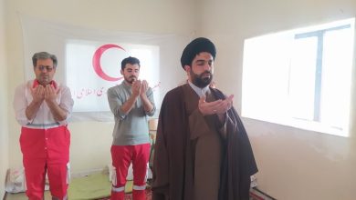 اقامه نماز جماعت در نمازخانه پایگاه امداد جاده ای هلال احمر شهرستان چایپاره