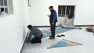 نمای داخلی نمازخانه تجهیز شده جهاد کشاورزی دلفان با فرش سجادهای جدید