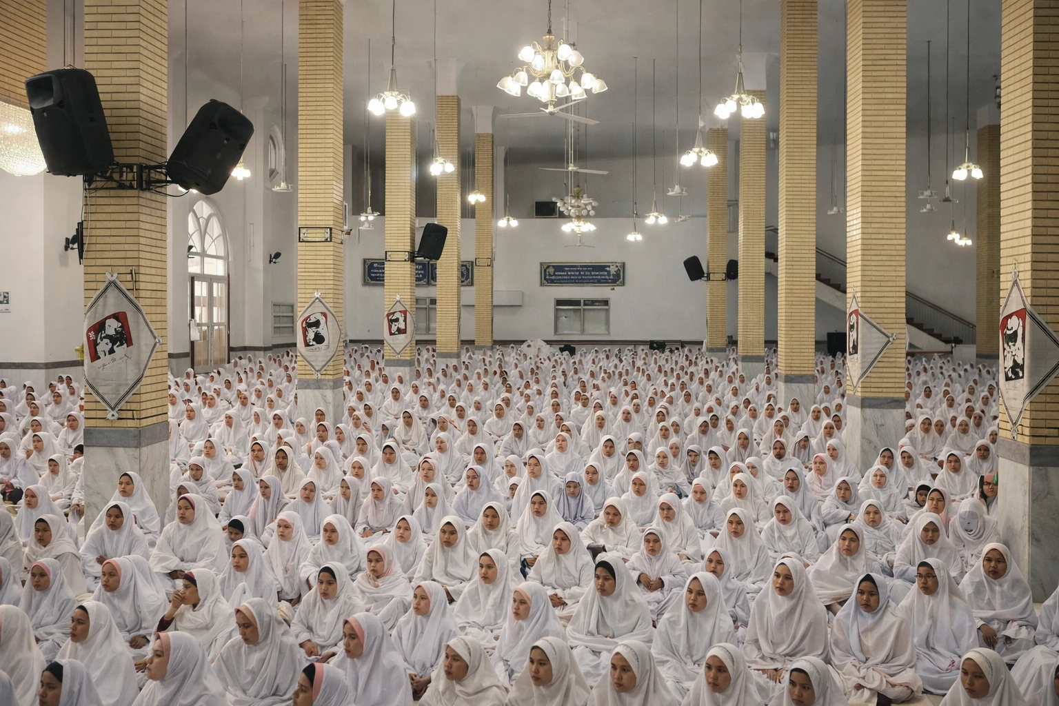 تصویری از شادی دانش‌آموزان دختر در مراسم جشن تکلیف خود در شهرستان کوهدشت.